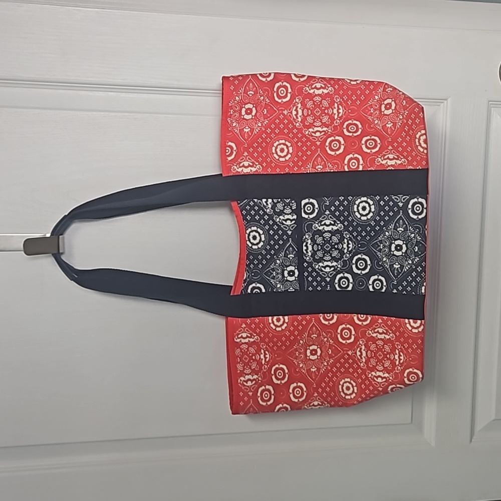 TALBOTS Red, White, and Blue Printed Canvas Bandana Tote Bag